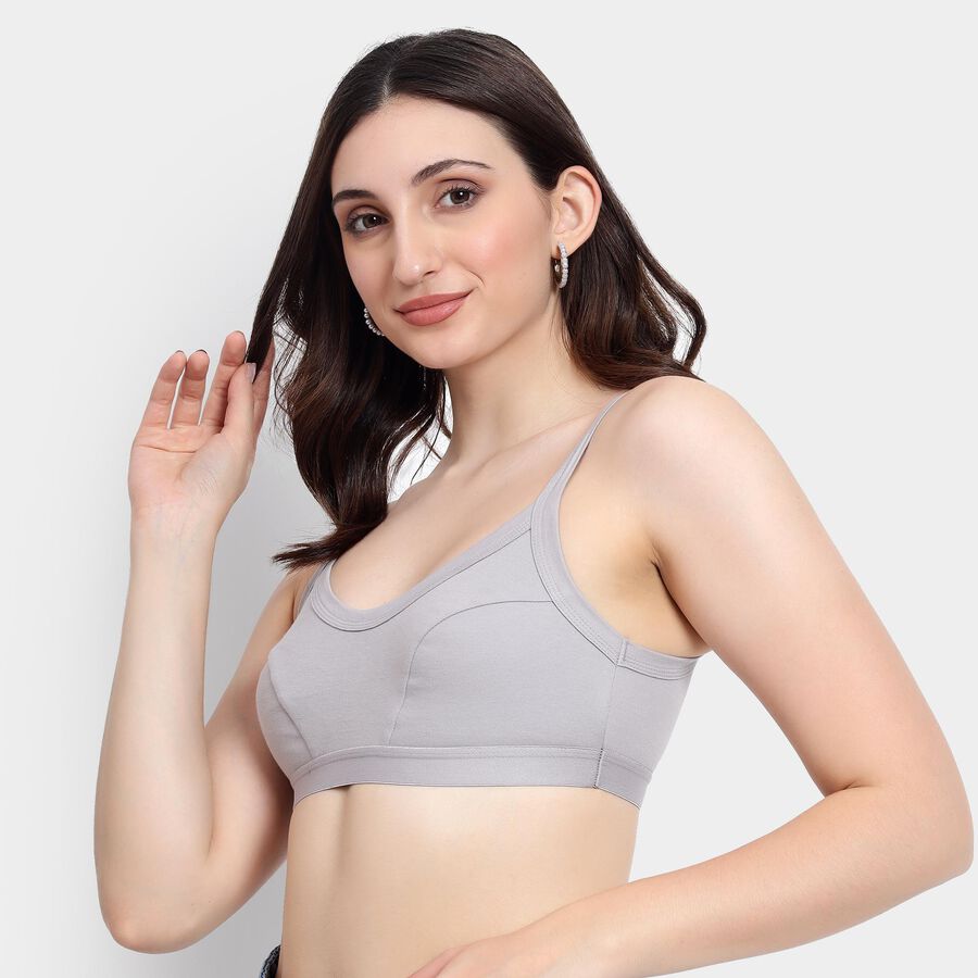Ladies' 100% Cotton Bra , Light Grey, large image number null