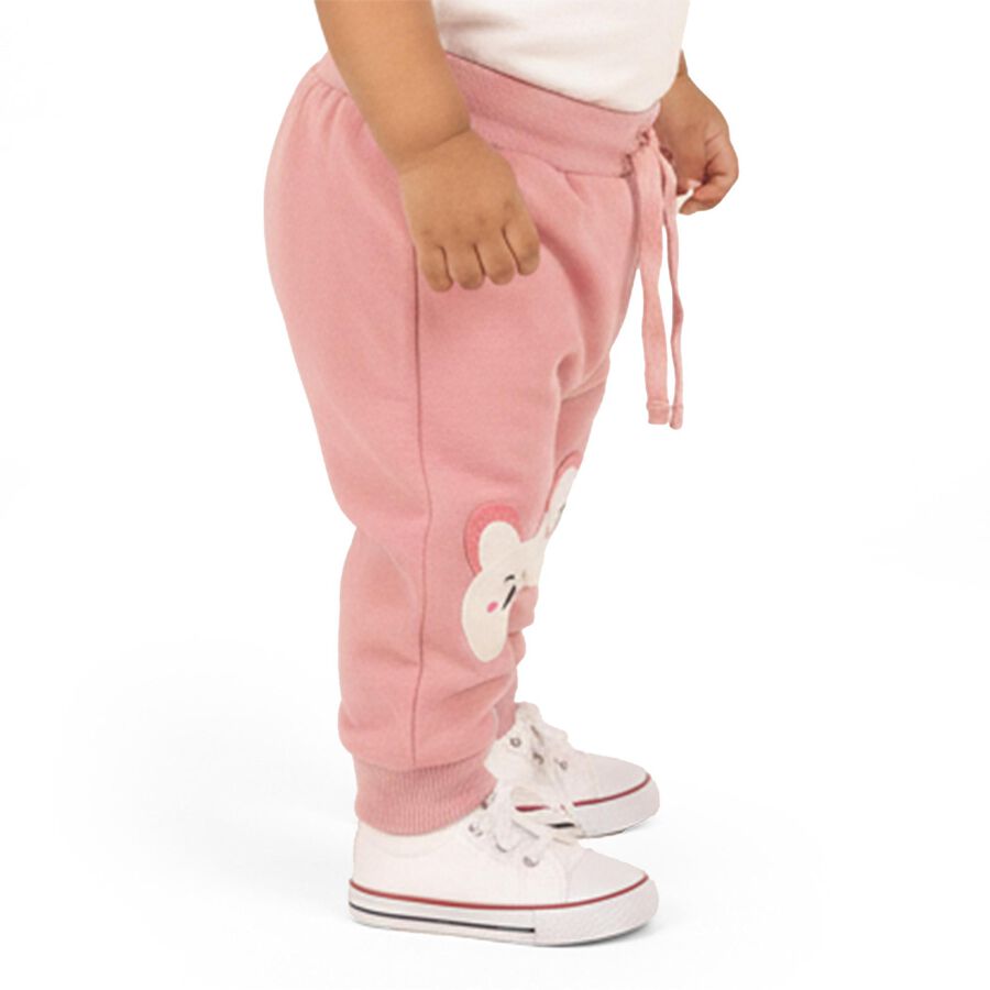 Infants' Soft Pink Bear Patch Cotton Blend Pyjama, हल्का गुलाबी, large image number null