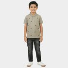 Boys Dark Grey Cotton Round Neck Casual Boys T-Shirt, गहरा ग्रे, small