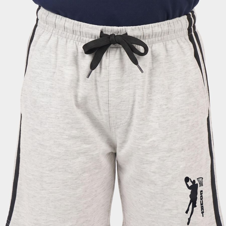 Boys Ecru Melange Regular Fit Athletic Bermuda Shorts, Ecru Melange, large
