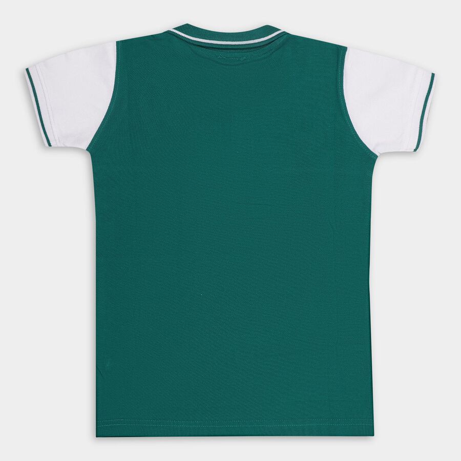 Boys' 100% Cotton Half Sleeves T-Shirt, Dark Green, large image number null