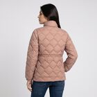 Women's Light Pink Stand Collar Puffer Jacket, Light Pink, small