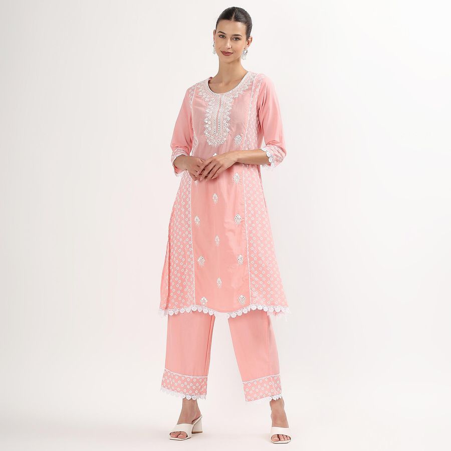 Ladies' 100% Cotton Ethnic Set , Light Pink, large image number null