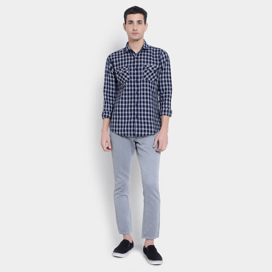 Cotton Checks Casual Shirt, Dark Blue, large image number null