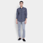 Cotton Checks Casual Shirt, गहरा नीला, small image number null