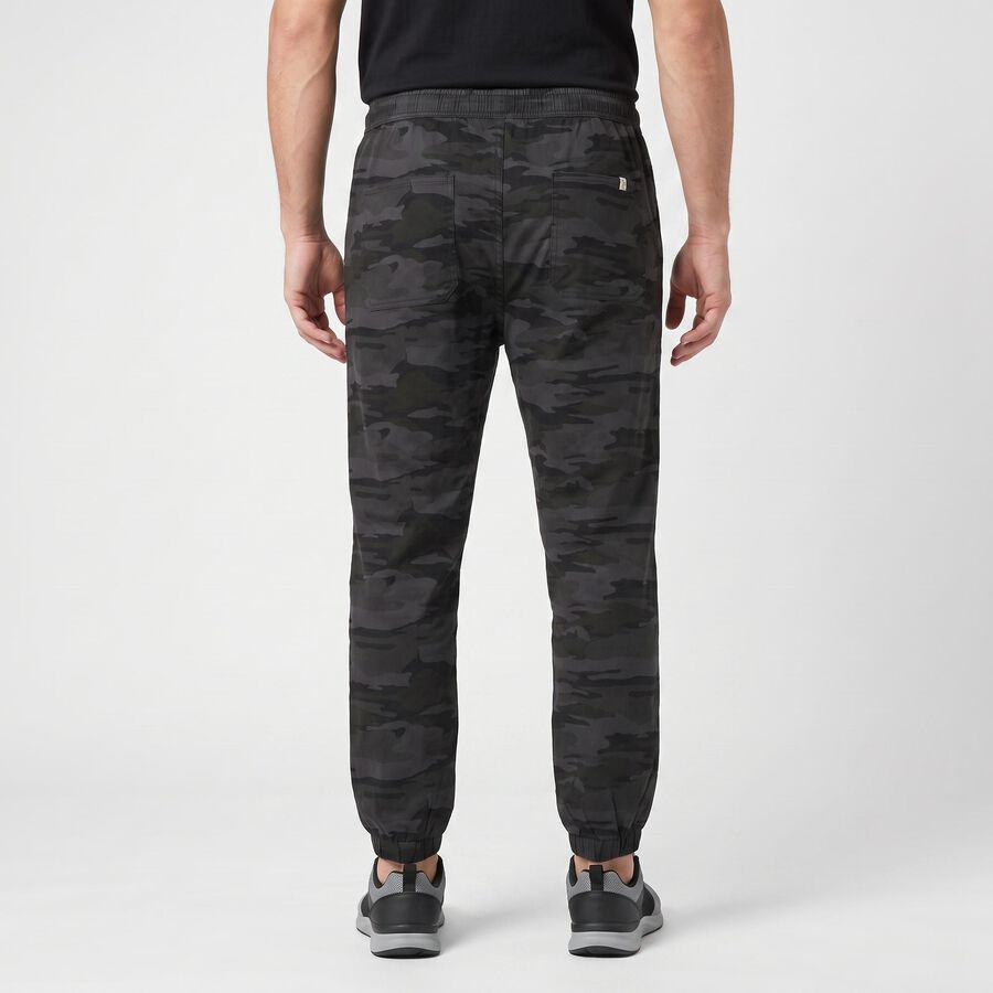 Men's Mid Blue Slim Fit Camouflage Jogger Trousers, मध्यम नीला, large