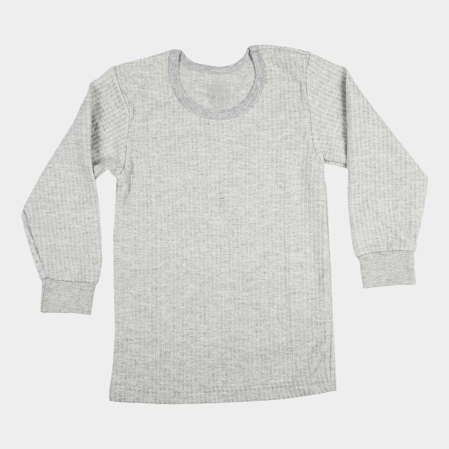Girls Grey Long Sleeve Thermal, हल्का ग्रे, large