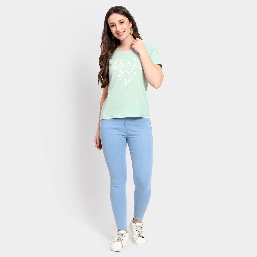 Ladies' Round Neck T-Shirt, Light Green, large image number null