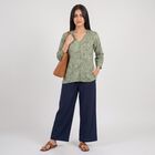 Women's Olive Green V-Neck Floral Printed Straight Kurti, ओलिव, small