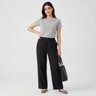 Women's Black Solid Elastic Waist Palazzos, काला, small