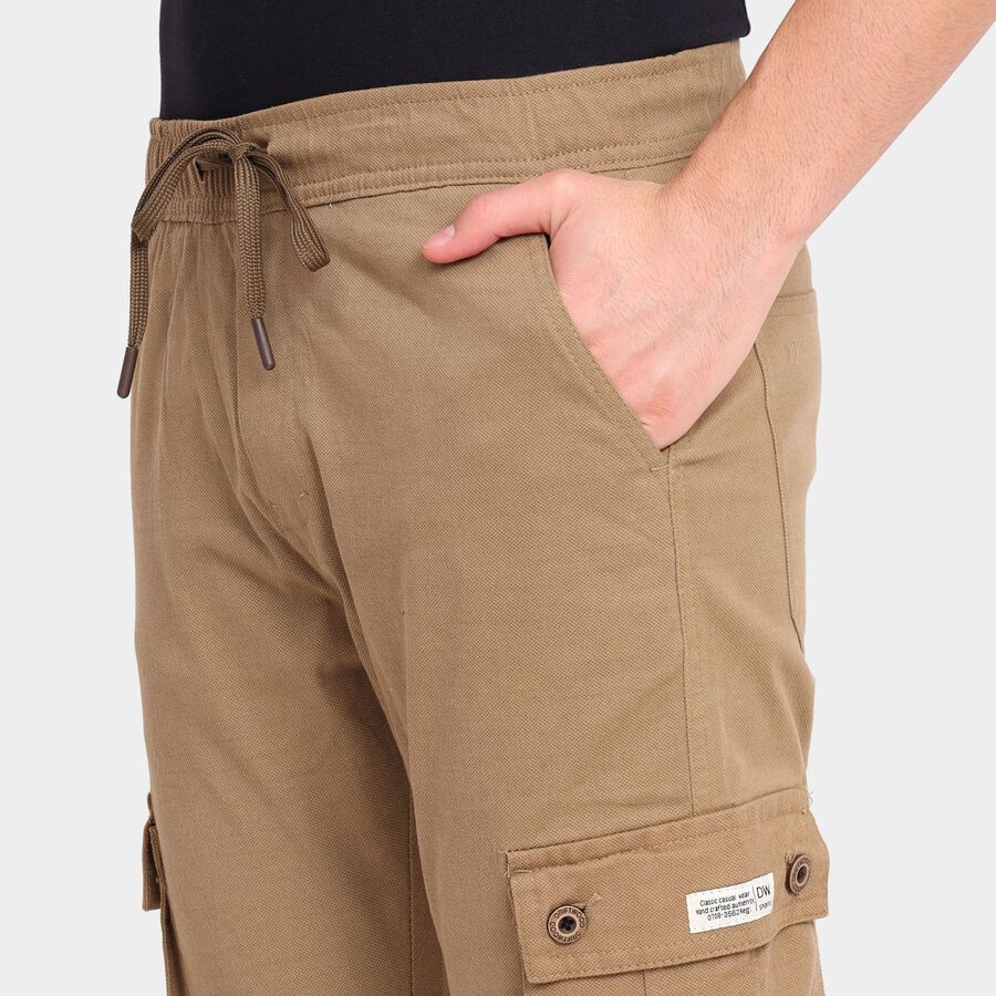 Men's Slim Fit Casual Trousers, गहरा पीला, large image number null