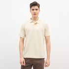 Men's Off White Polo Collar Casual T-Shirt, Off White, small