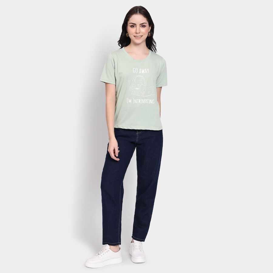 Ladies' Round Neck T-Shirt, Light Green, large