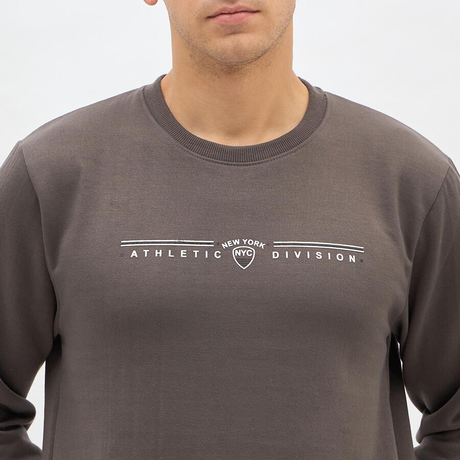 Men's Light Grey Crew Neck Casual Sweatshirt, हल्का ग्रे, large image number null
