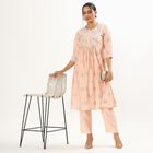 Women's Peach Embroidered Ethnic Set, Peach, small image number null