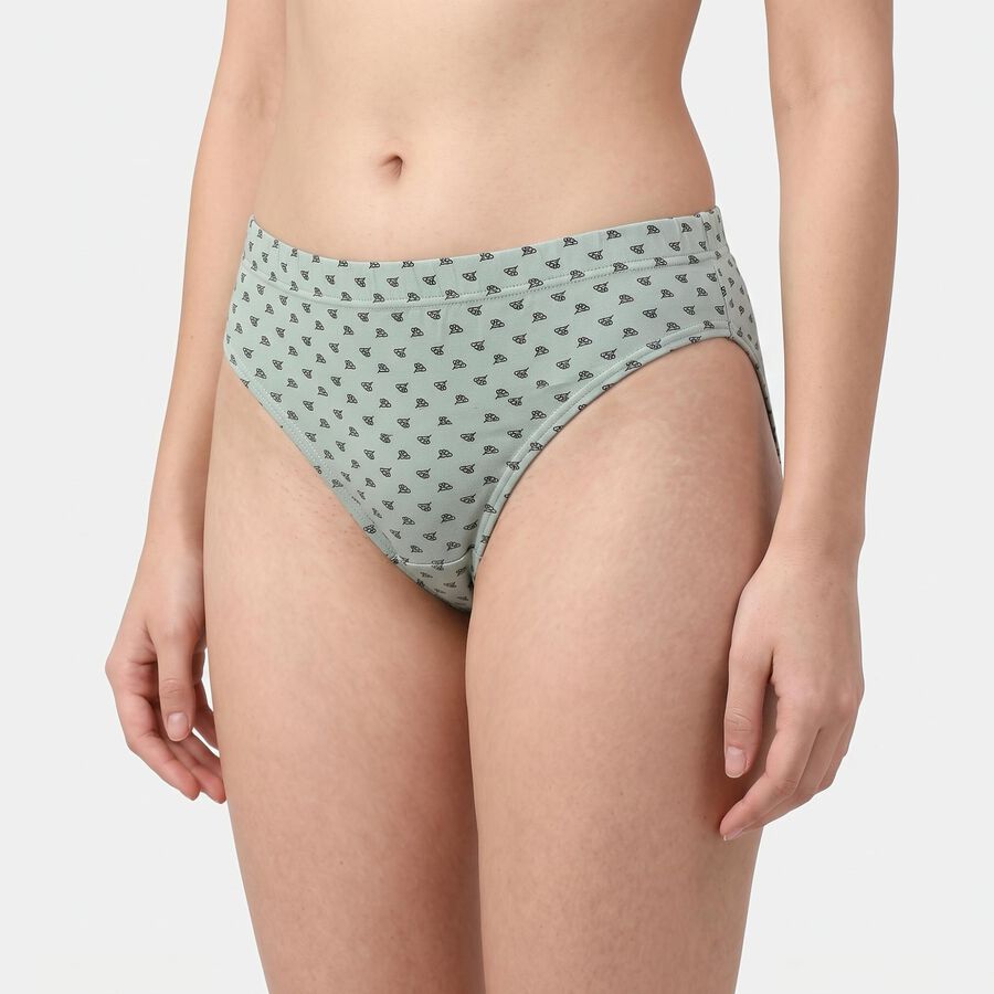 Women's Green Regular Fit Printed Brief Panty, Light Green, large