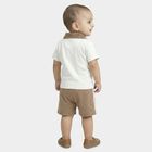 Infants' White Cotton Polo Neck Striped Baba Suit, सफ़ेद, small
