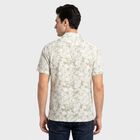 Men's Mint Green Floral Camp Collar Casual Shirt, Light Green, small