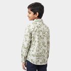 Boys Green Cotton Long Sleeve Collar Shirt, Light Green, small