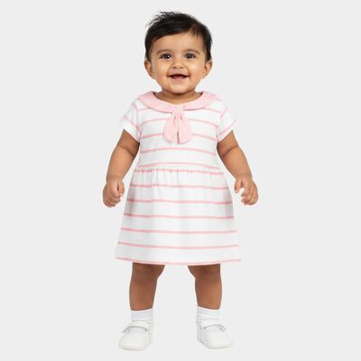 Infants' Pink Striped Fit and Flare Frock