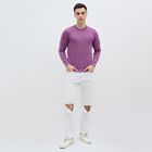 Men's Muted Purple Crew Neck Casual Pullover, Purple, small image number null