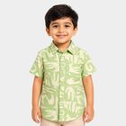Boys Green Cotton Short Sleeves Collar Regular Fit Shirt, Light Green, small