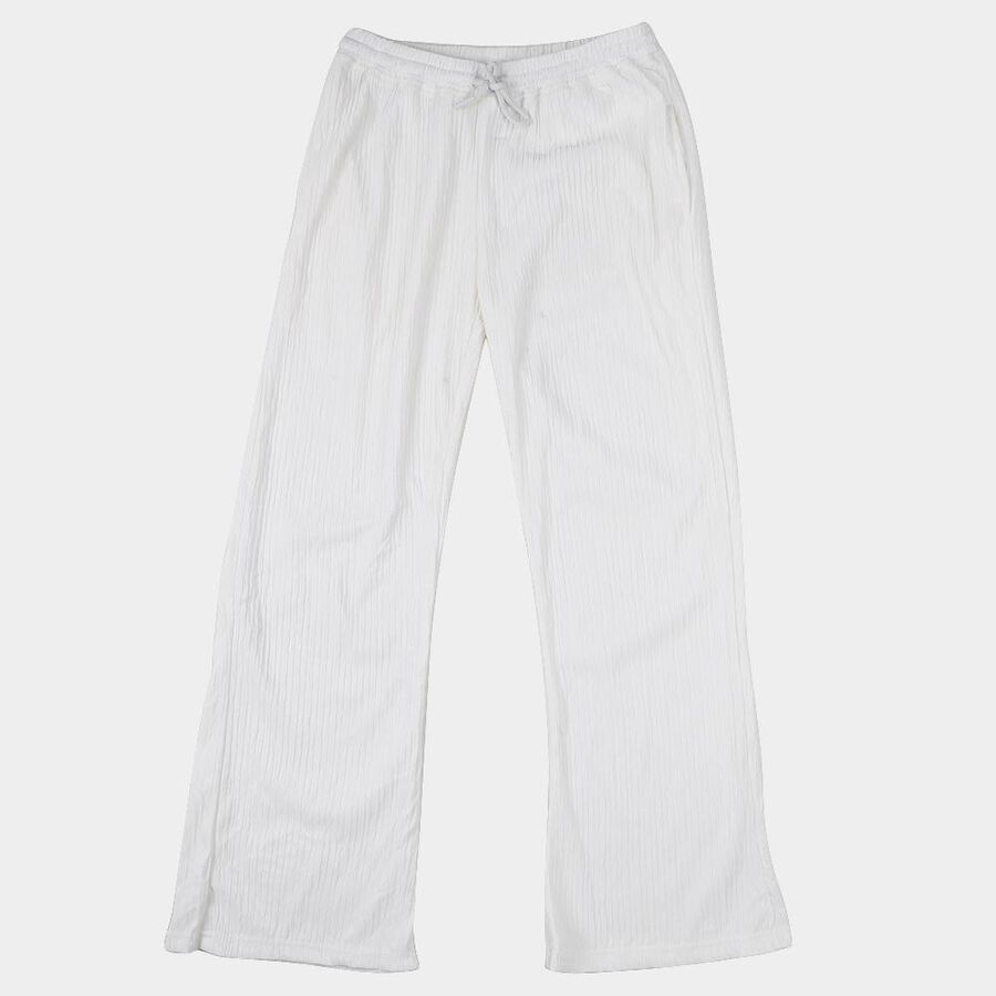 Girls' White Regular Fit Casual Trousers, White, large