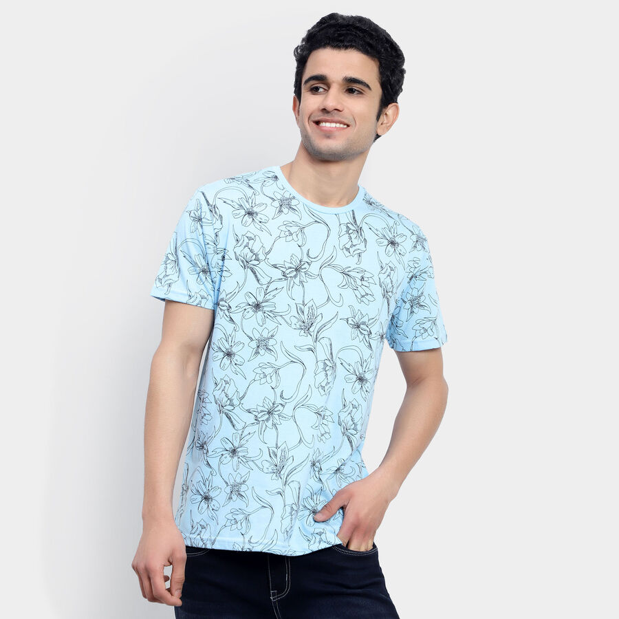 All Over Print Round Neck T-Shirt, Sky Blue, large image number null