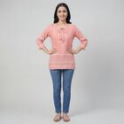 Women's Purple Notch Neck Printed Kurti, Purple, small