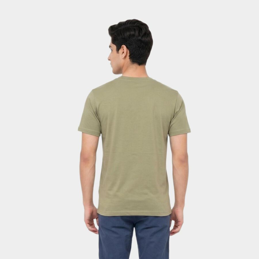 Men's Green Round Neck Regular T-Shirt, हल्का हरा, large