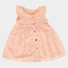 Infants' Peach Sleeveless Fit and Flare Ruffled Collar Frock, Peach, small