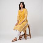 Women's Mustard Round Neck Printed Straight Kurta, Mustard, small