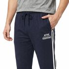 Men's Blue Regular Fit Side-Striped Track Pants, मध्यम नीला, small