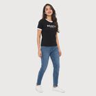 Women's Black Cotton Round Neck Regular T-Shirt, Black, small
