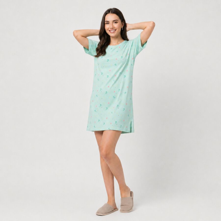 Ladies' Nighty, हल्का हरा, large