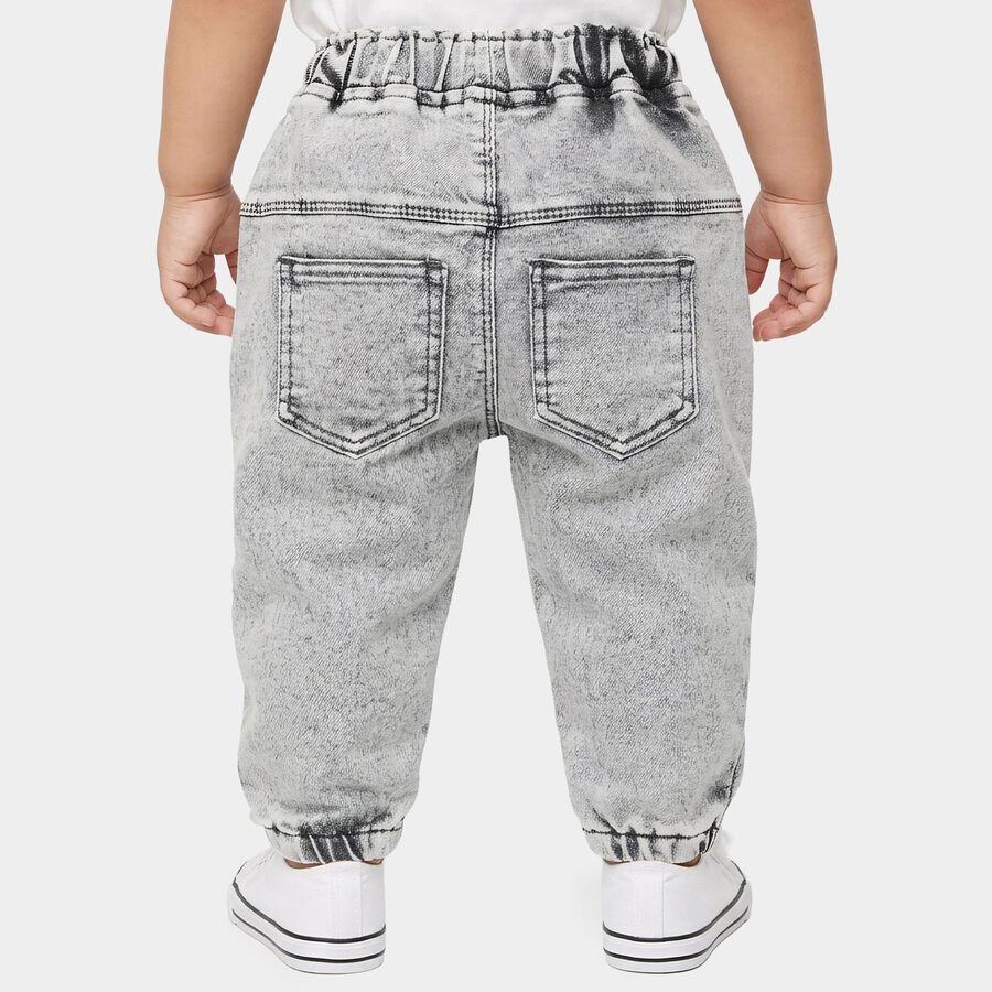 Infants Grey Jogger Fit Washed Jeans, हल्का ग्रे, large