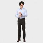 Men's Black Slim Fit Checked Formal Trousers, Black, small