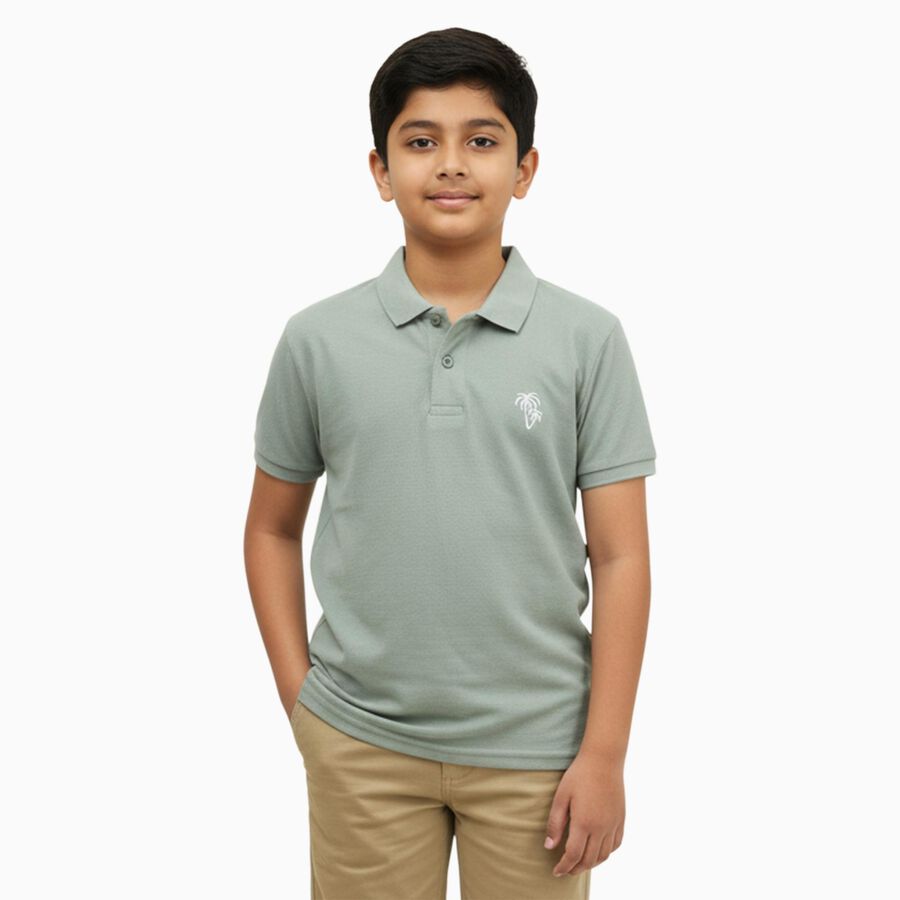 Boys' Half Sleeves T-Shirt, Light Green, large image number null