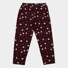 Girls Wine Straight Fit Heart Printed Pyjama, वाइन, small