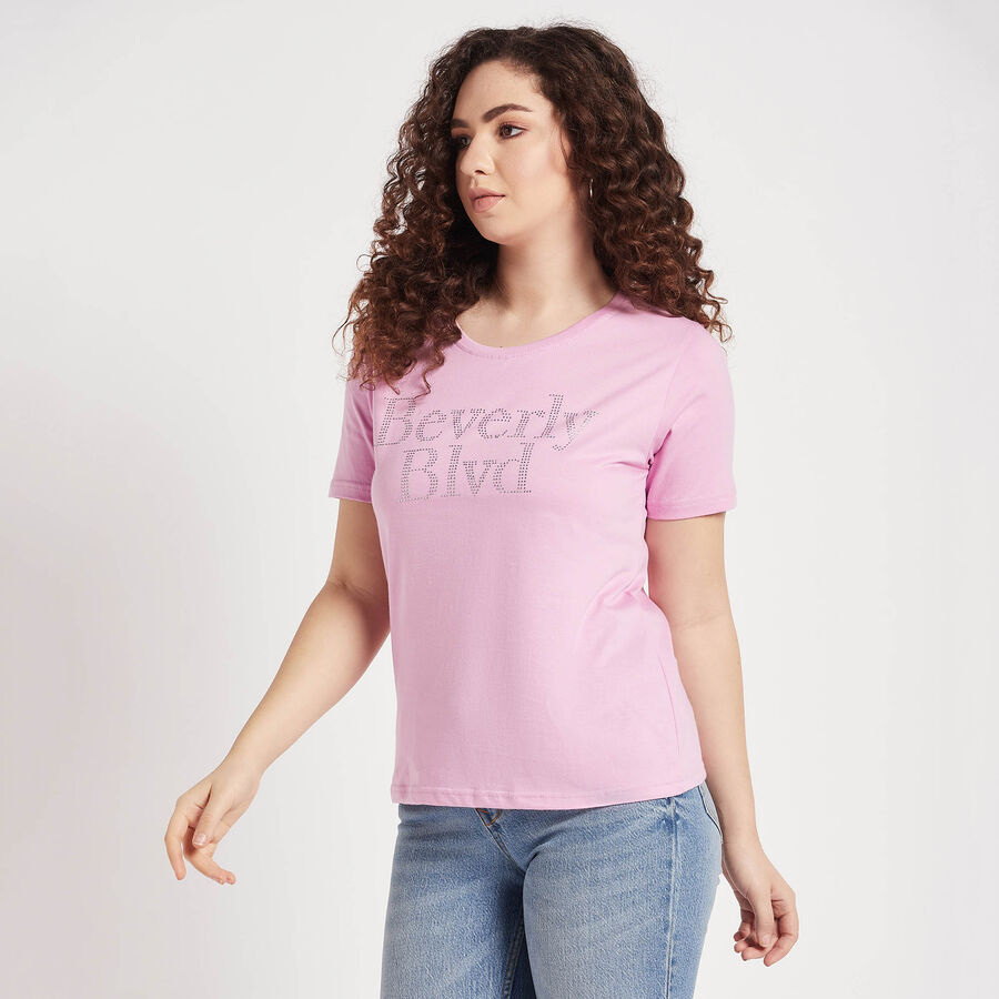 Round Neck T-Shirt, Pink, large image number null