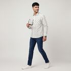 Men's White Cotton Long Sleeves Spread Collar Shirt, White, small