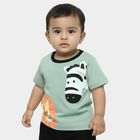Infants Mint Green Cotton Round Neck Casual T-Shirt, Light Green, small