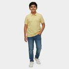 Boys' Yellow Round Neck Graphic Printed Casual T-Shirt, पीला, small