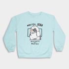Girls Light Blue Crew Neck Graphic Sweatshirt, Aqua, small image number null