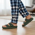 Men Olive Green Adjustable Buckle Sliders Slippers, Olive, small