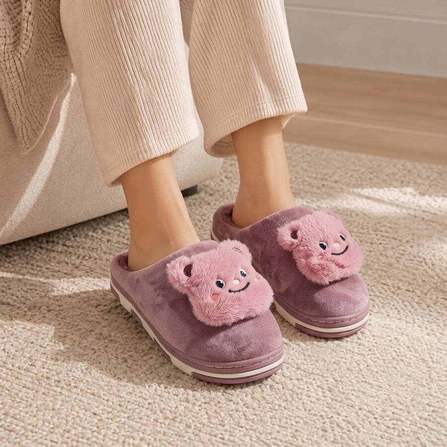 Women's Purple Slip-On House Slippers, बैंगनी, large