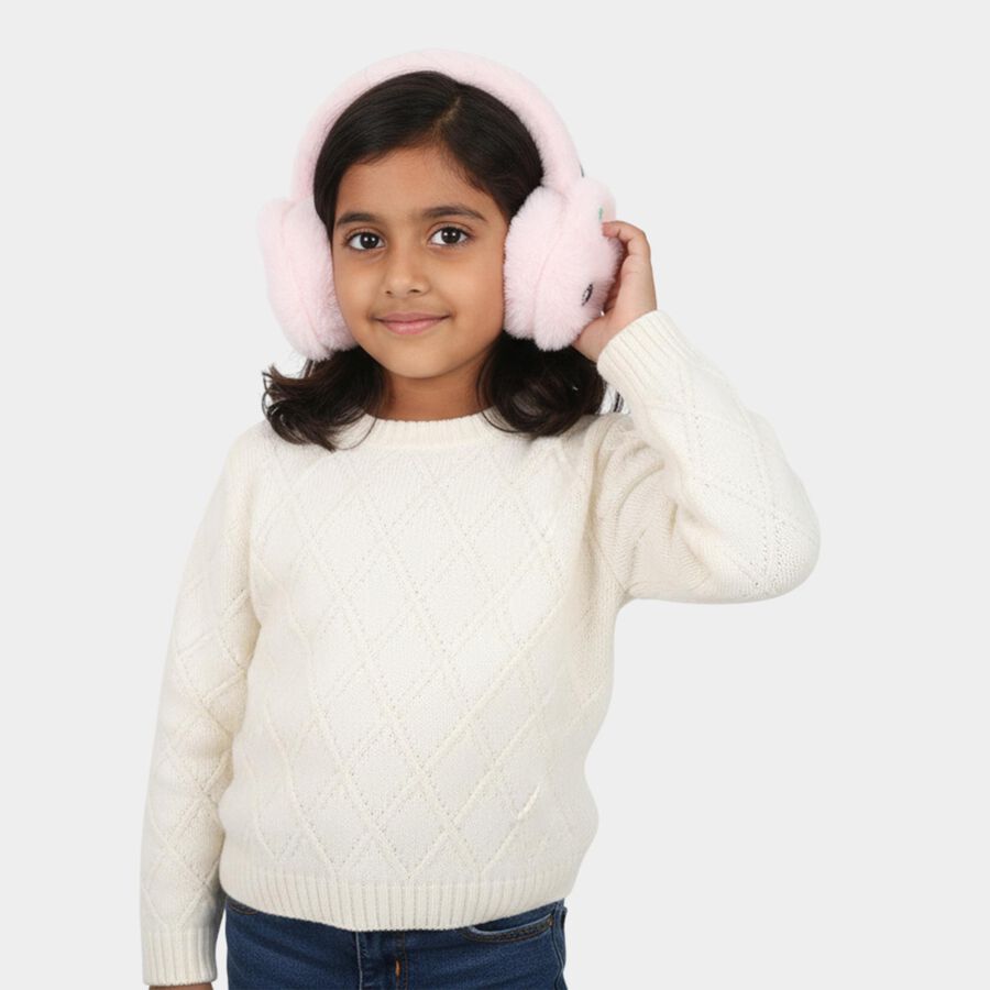 Girls' Soft Baby Pink Animal Face Fluffy Earmuffs, Assorted, large image number null