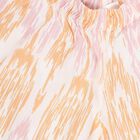Girls Peach and White Embroidered Ikat Print Kurta and Palazzo Fusion Set, Off White, small image number null