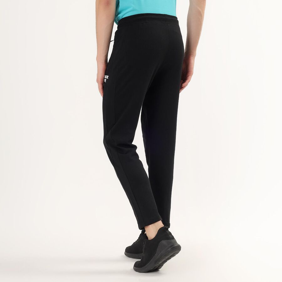 Men's Black Regular Fit Zippered Pocket Track Pants, Black, large
