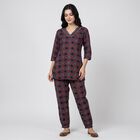 Women's Navy Blue Geometric Printed Ethnic Set, गहरा नीला, small